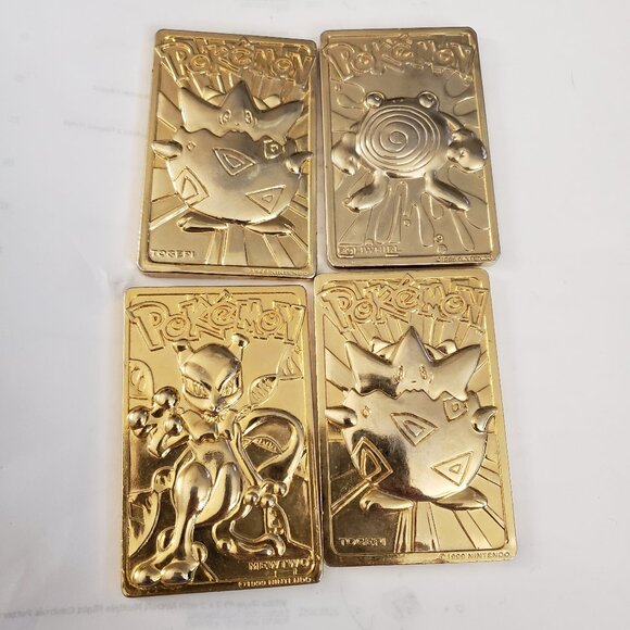 1999 Burger King Nintendo Pokemon 23K Gold Plated Trading Cards Mewtwo, Togepi - Picture 1 of 7